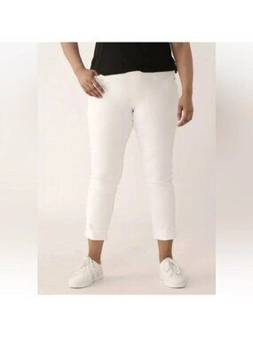 DG2 Diane Gilman White Cropped Stretch Skinny Jeans - Medium